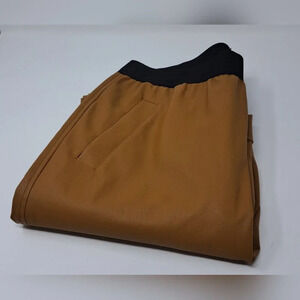 Sportalm Women's Pants Leggings Dark Camel Faux Leather Size 6 US 31-33W